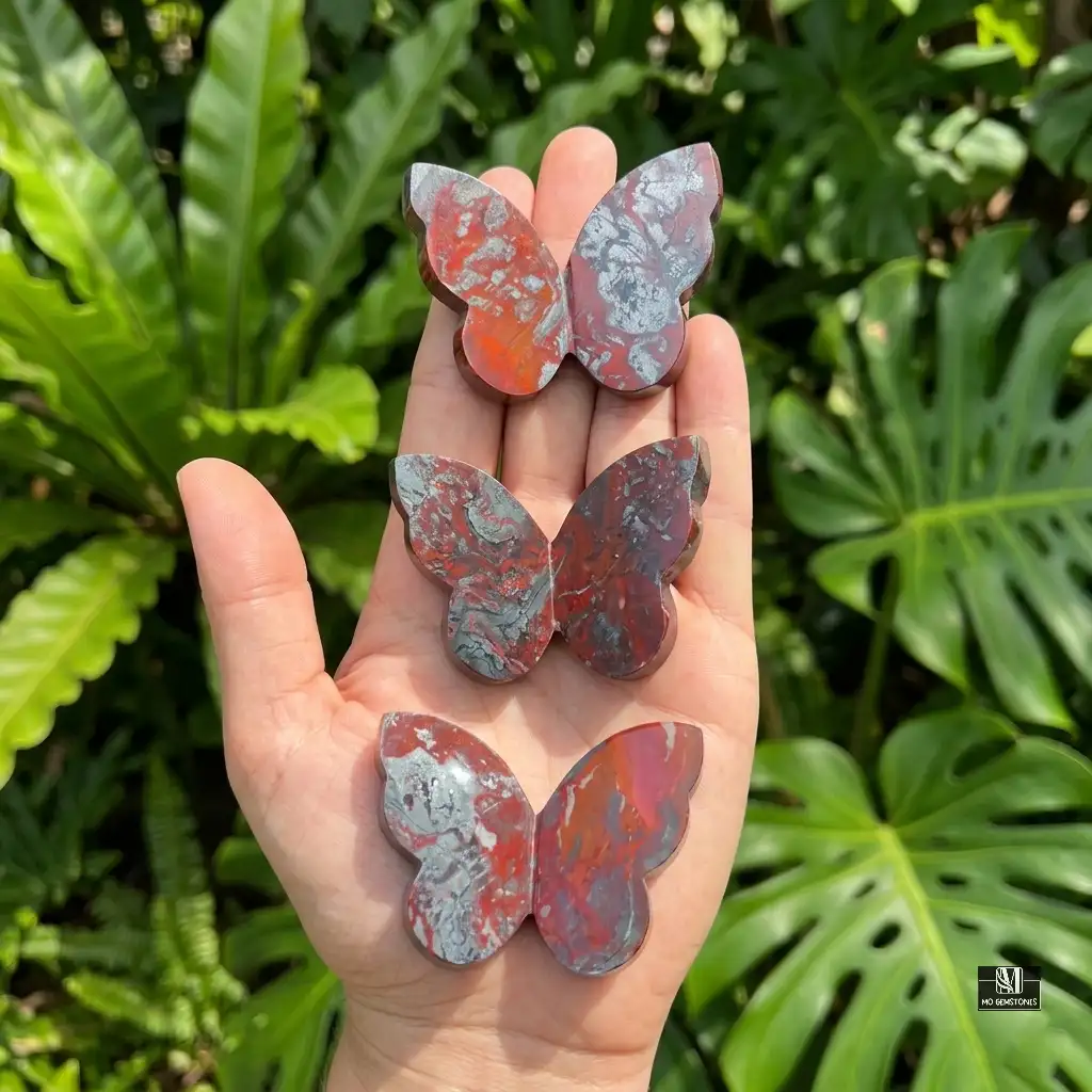 Jaspilite 3D Butterflies | Crystal Butterfly Carving | Hematite with Red Jasper - Image 6