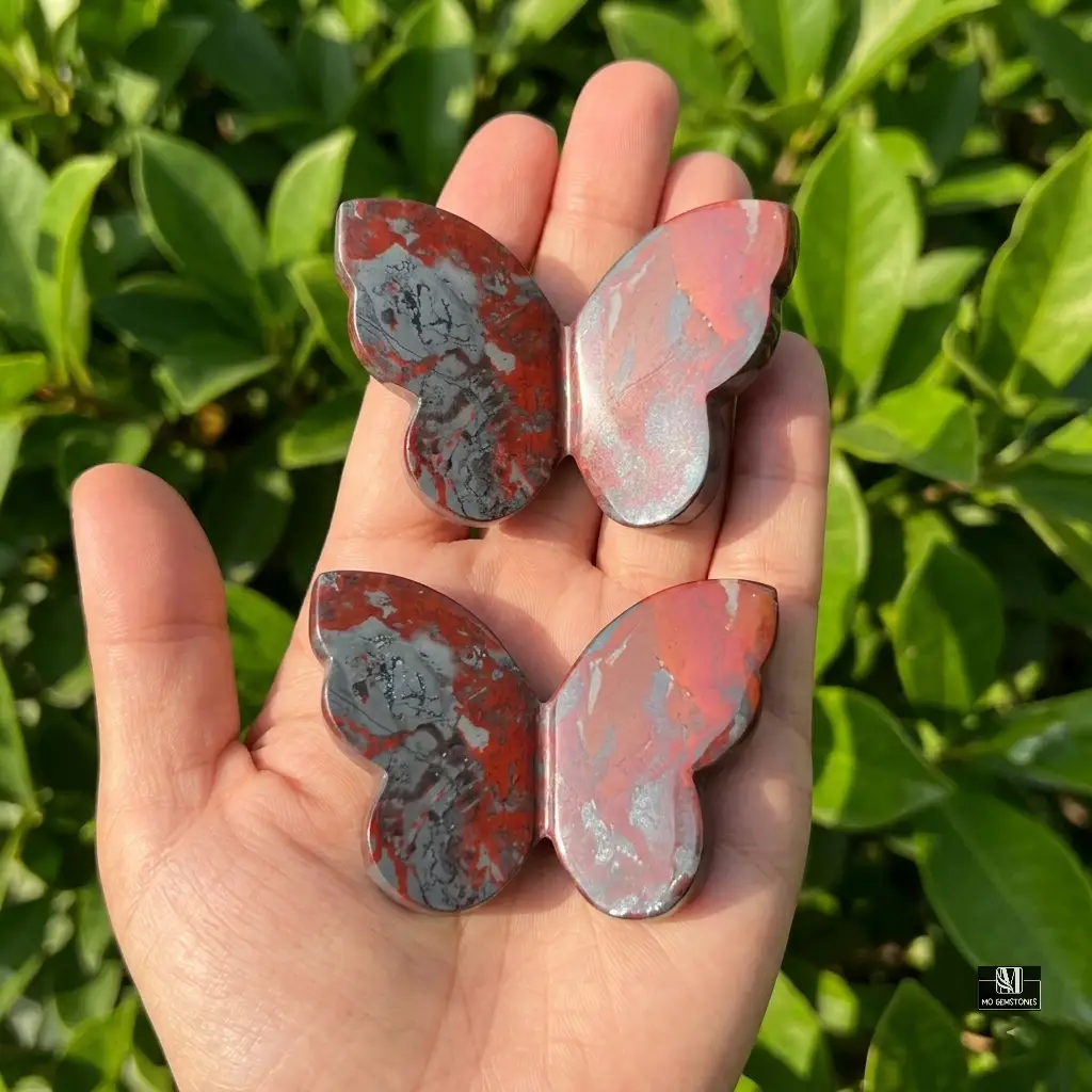 Jaspilite 3D Butterflies | Crystal Butterfly Carving | Hematite with Red Jasper - Image 5