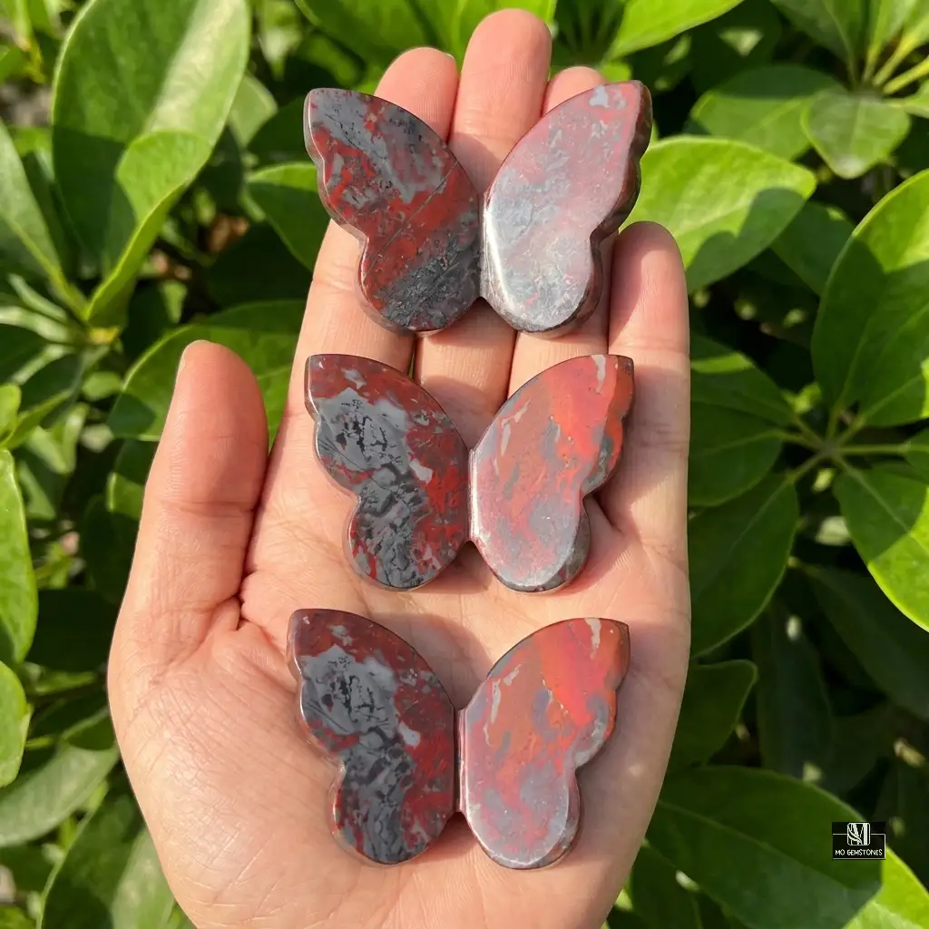Jaspilite 3D Butterflies | Crystal Butterfly Carving | Hematite with Red Jasper - Image 2