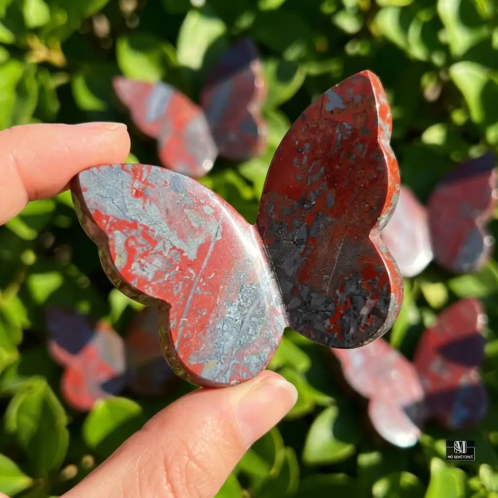 Jaspilite 3D Butterflies | Crystal Butterfly Carving | Hematite with Red Jasper - Image 4