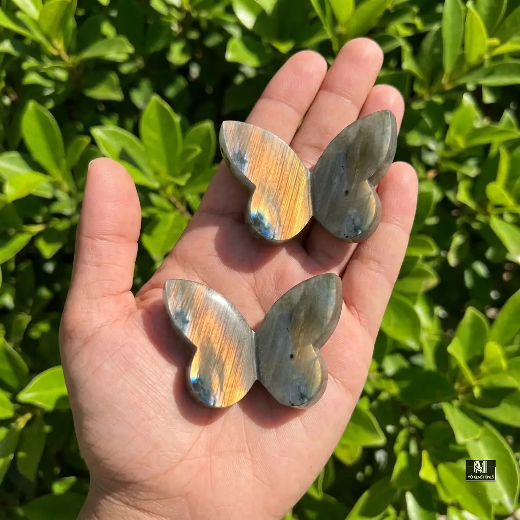 Labradorite 3D Butterflies | Crystal Butterfly Carving - Image 2