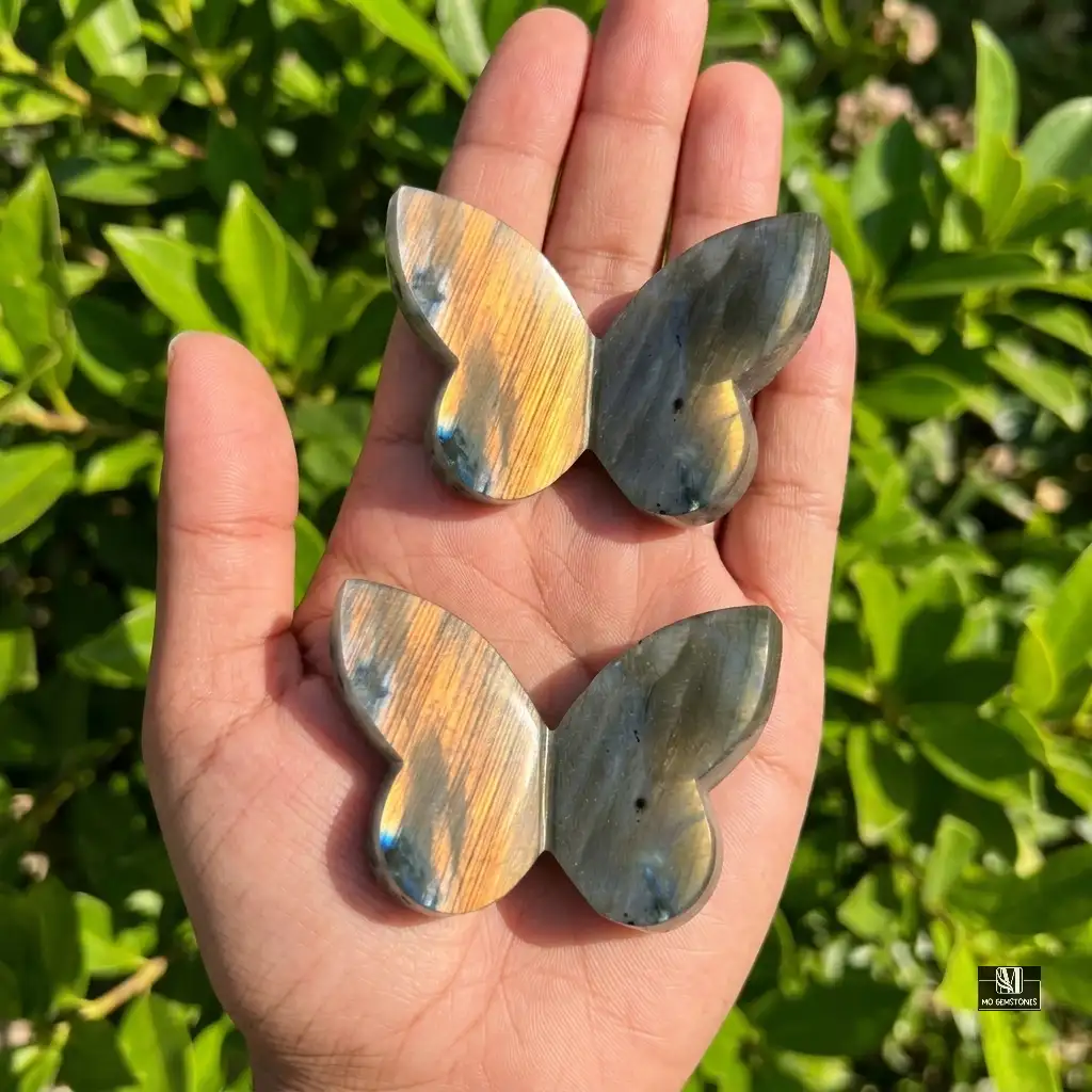 Labradorite 3D Butterflies | Crystal Butterfly Carving - Image 6