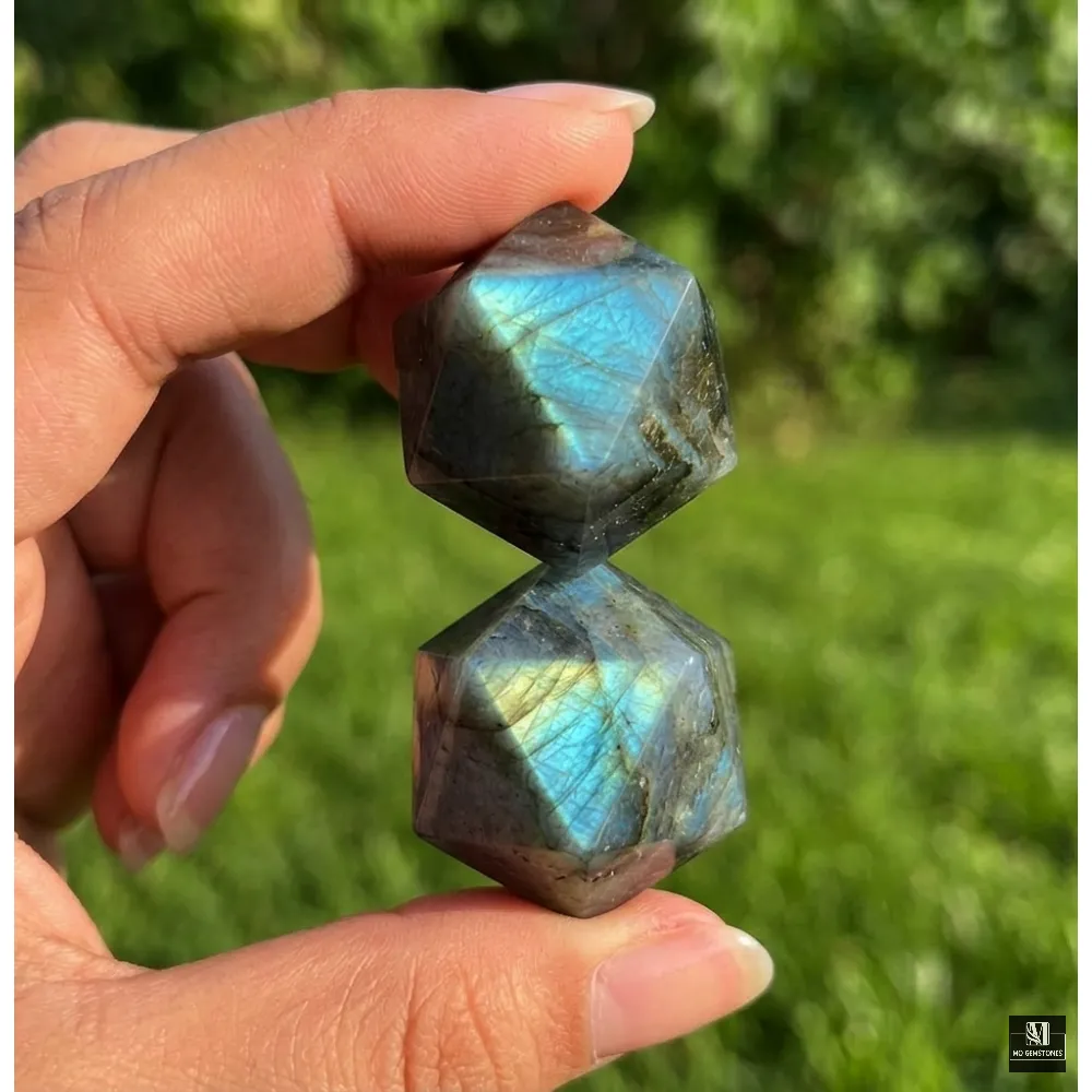 Labradorite Icosahedrons | 20-Sided Geometric Crystal Piece - Image 4