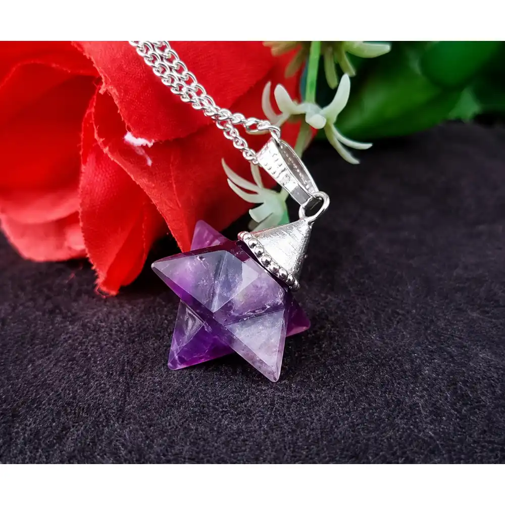 Amethyst Merkaba Star Pendant Necklace | Natural Crystal Jewelry - Image 3