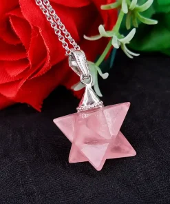 Rose Quartz Merkaba Star Pendant Necklace