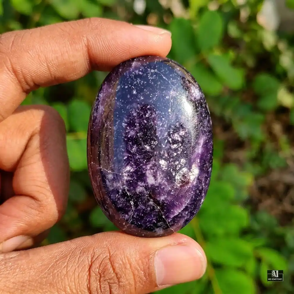 Lepidolite Palm Stone | Natural Gemstone - Image 3