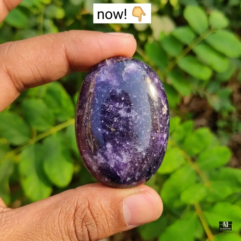Lepidolite Palm Stone | Natural Gemstone - Image 4