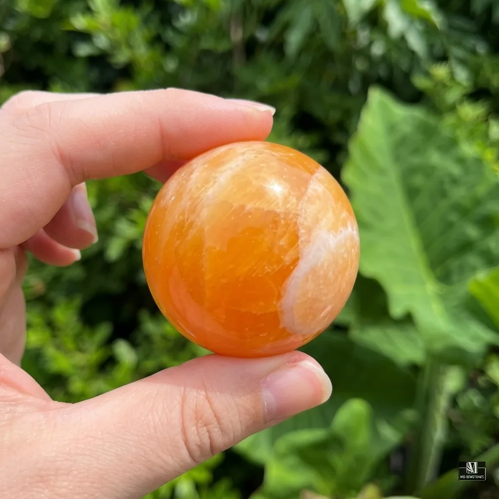 Orange Calcite Sphere | Natural Crystal Sphere - Image 2