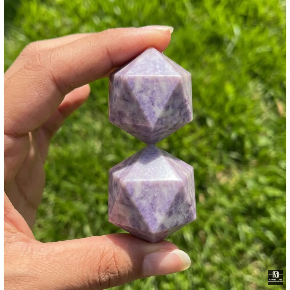 Purple Jade Icosahedrons | 20-Sided Geometric Crystal Piece - Image 3