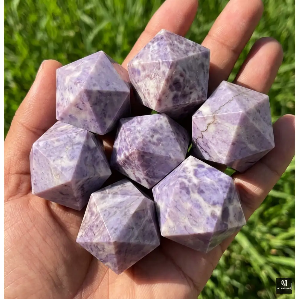 Purple Jade Icosahedrons | 20-Sided Geometric Crystal Piece